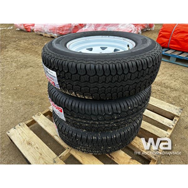 (3) Grizzly ST225/75R15 Trailer Tires & Rims