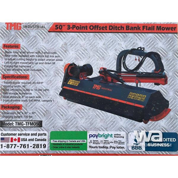TMG 50 IN. 3 PT. OFFSET DITCH BANK FLAIL MOWER