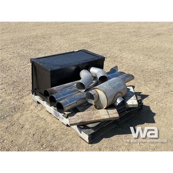 TRAILER TOOL BOX, EXHAUST PIPES, MUD FLAPS