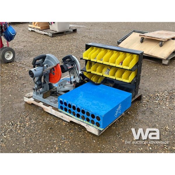 (2) INDUSTRIAL SAWS AND UTILITY PARTS RACK