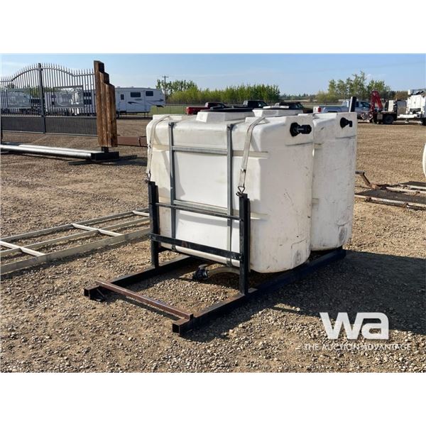 (2) POLY TANKS ON STEEL FRAME