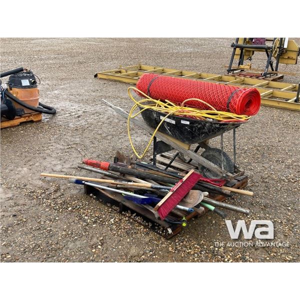 WHEELBARROW, GARDEN TOOLS, EXTENSION CORDS