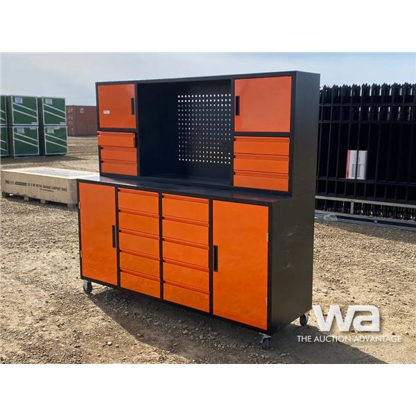 ORANGE/BLACK TOOL BOX WITH CASTOR WHEELS