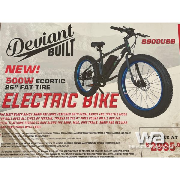 DEVIANT BUILT 26 IN. FAT TIRE ELECTRIC BIKE