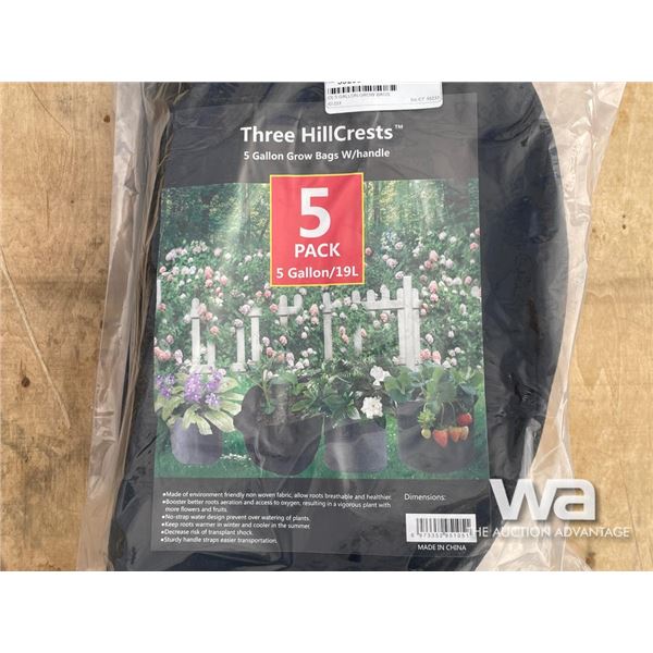 (3) 5 GALLON GROW BAGS