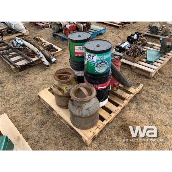 (2) CREAM CANS, PAILS, SHOP VAC