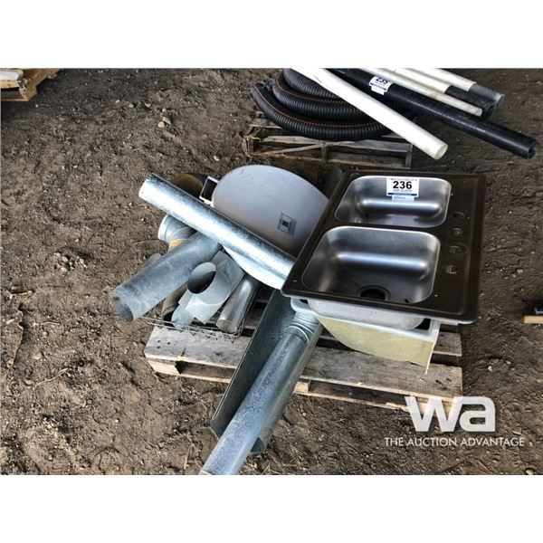DOUBLE SINK, TUB, STEEL LID, STOVE PIPE