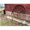 Image 2 : (2) LARGE ANTIQUE STEEL WHEELS