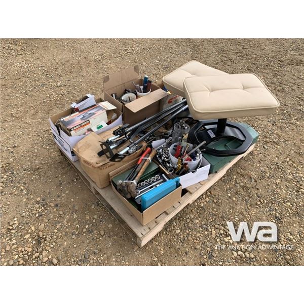 (2) BEIGE STOOLS, WRENCHES,SOCKETS