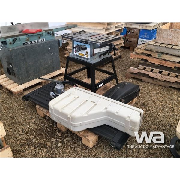 10" TABLE SAW, HOMELITE CHAINSAW, BARREL PUMP
