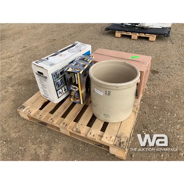 #12 CROCK, SAUSAGE STUFFER, CAMP STOVE, SKI TUBE
