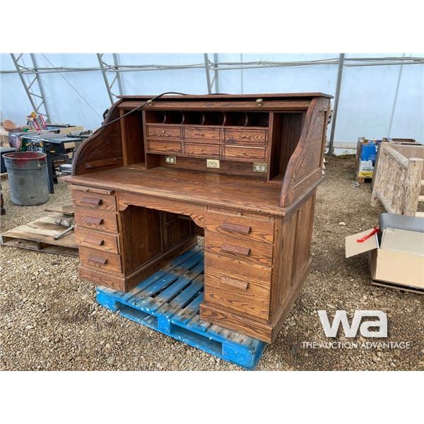 OAK ROLL TOP DESK
