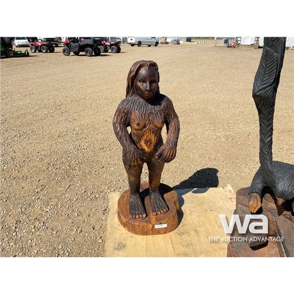 SASQUATCH LADY WOODEN CARVING