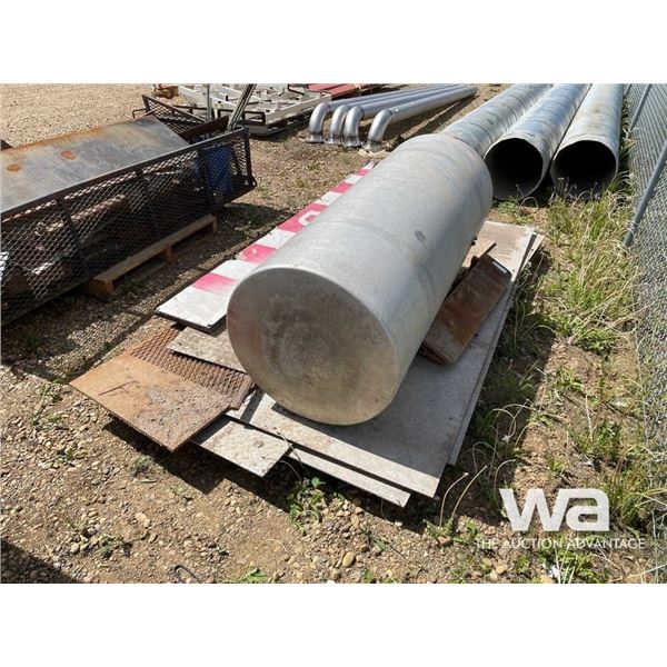 TRUCK FUEL TANK, ROAD SIGN, ASSORTED STEEL