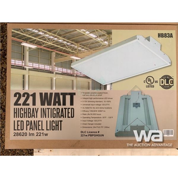 (4) 221 WATT HIGHBAY LED PANEL LIGHTS