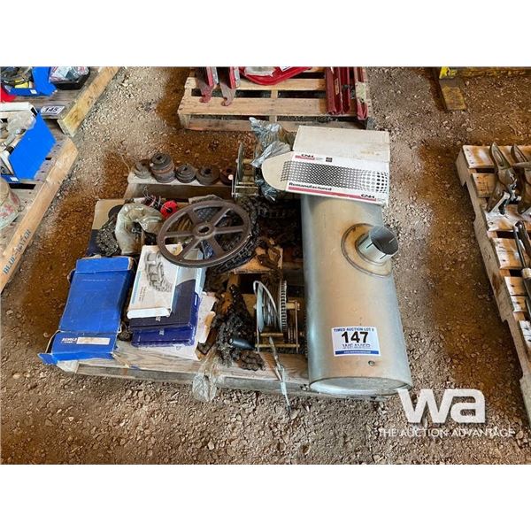 MUFFLER, WINCH, PULLEYS, ROLLER CHAIN