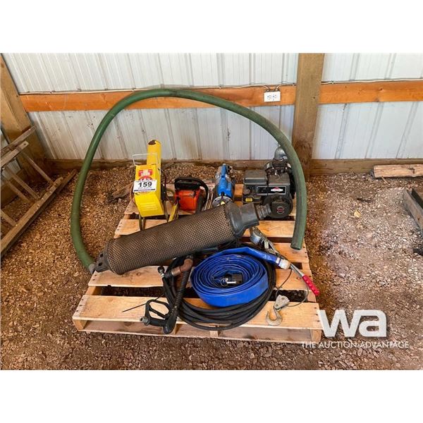 WATER PUMP, HOSE & FILTER, CHAINSAW, SCARE GUN