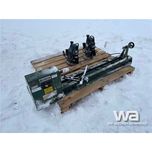 CRAFTEX WOOD LATHE, (2) FREUD ROUTERS