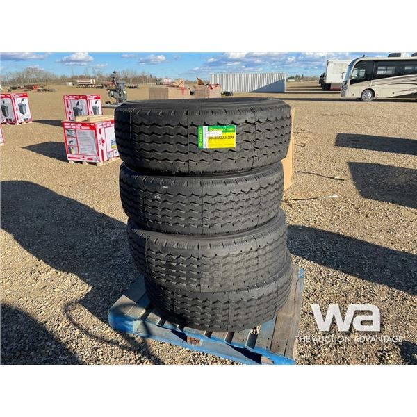 (4) GRIZZLY 385/65R22.5 TRUCK STEERING TIRES