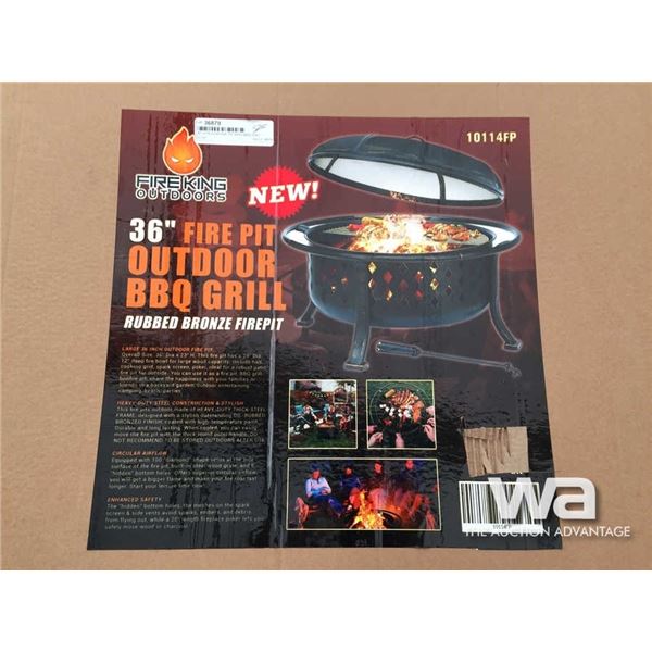 36" OUTDOOR FIRE PIT WITH BBQ GRILL