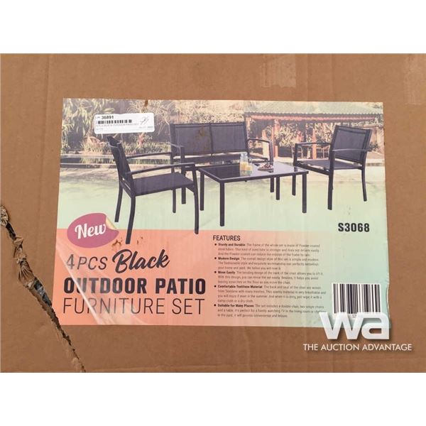 4 PCS BLACK OUTDOOR PATIO FURNITURE SET
