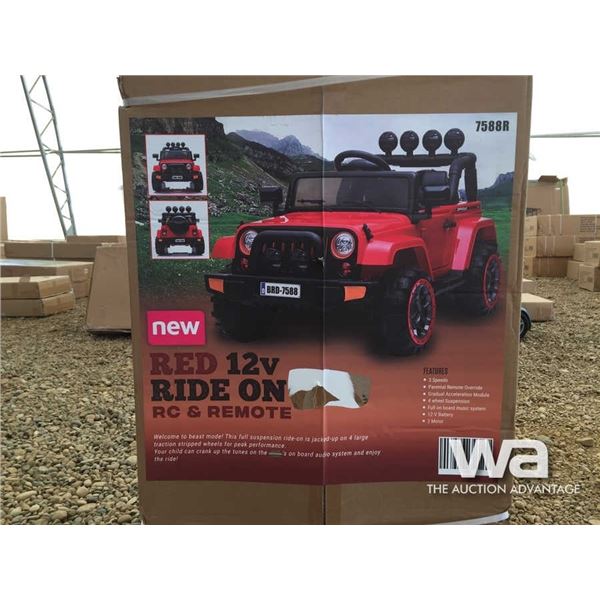 RED 12V RIDE ON RC JEEP & REMOTE