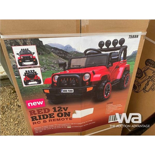 RED 12V RIDE ON JEEP & REMOTE
