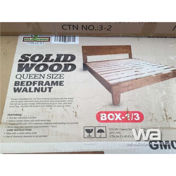 QUEEN SIZE SOLID WOOD WALNUT BEDFRAME