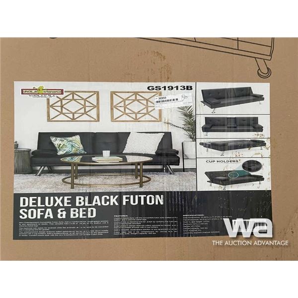 DELUXE BLACK FUTON SOFA & BED