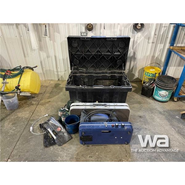 STORAGE BOX, CAMP STOVE, TABLE, CAMPING SUPPLIES