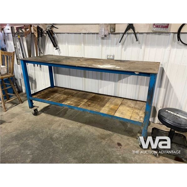 STEEL TABLE ON CASTOR WHEELS