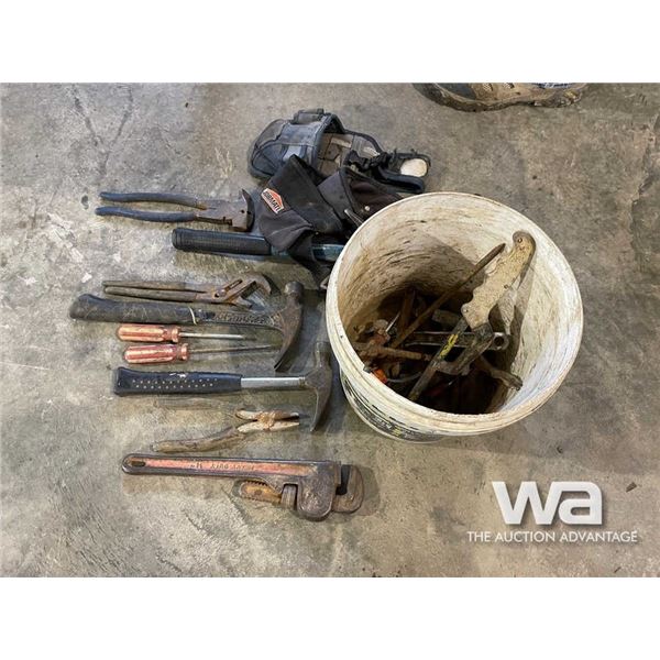 HAMMERS, FENCE PLIERS, PIPE WRENCH, TOOL BELTS