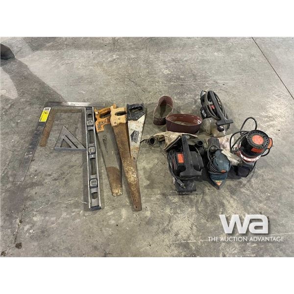 WOOD SAWS, LEVEL, SQUARES, BELT & PALM SANDERS