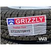 Image 5 : (4) GRIZZLY ST225/75R15 TRAILER TIRES & RIMS