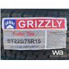 Image 5 : (4) GRIZZLY ST225/75R15 TRAILER TIRES & RIMS