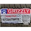 Image 5 : (4) GRIZZLY ST225/75R15 TRAILER TIRES & RIMS