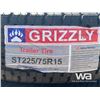 Image 5 : (4) GRIZZLY ST225/75R15 TRAILER TIRES & RIMS