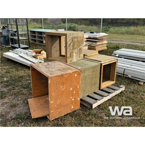 (4) WOODEN STORAGE BOXES
