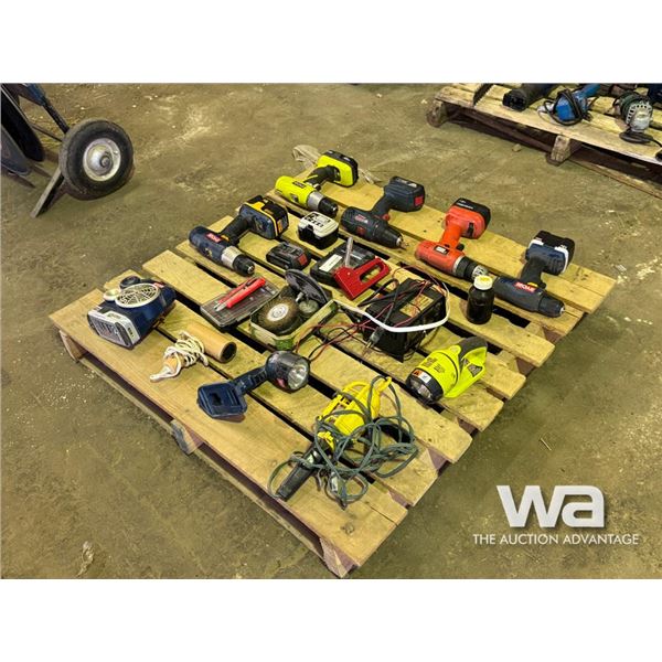 QTY. OF HAND TOOLS, RYOBI DRILLS