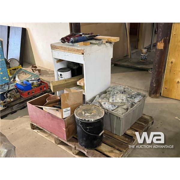 CONTAINER OF ROOF CLIPS, MISC. SHOP TOOLS