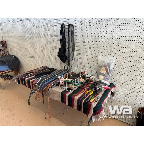 CINCHES, HORSE TACKS, HALTERS, TABLE