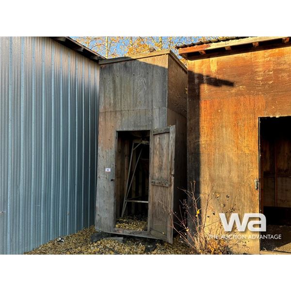 FUEL TANK & STAND IN STORAGE SHED