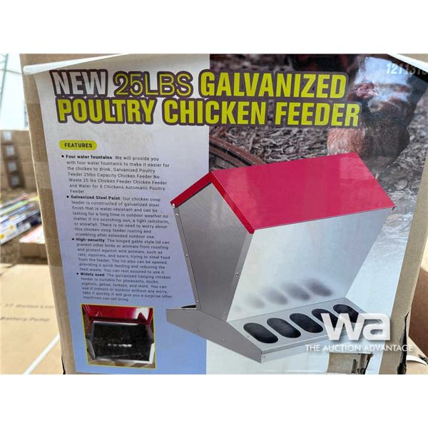 25 LBS GALVANIZED POULTRY CHICKEN FEEDER