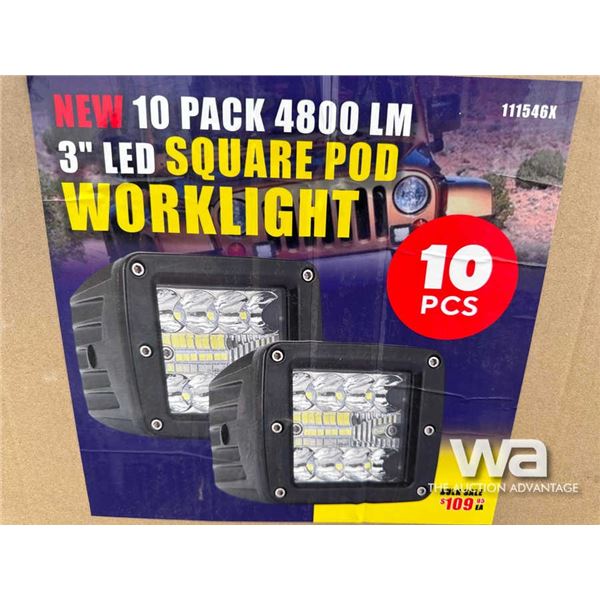 3 IN. SQUARE LED WORKLIGHT 10 PCS