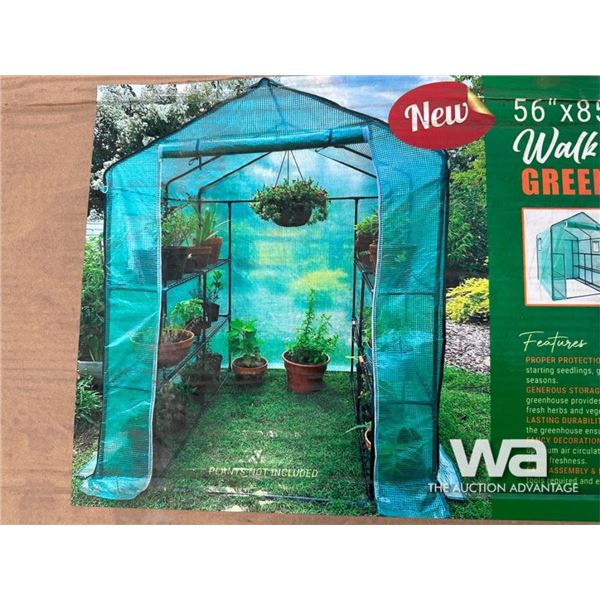 WALK IN ROLL UP GREENHOUSE & SHELVES