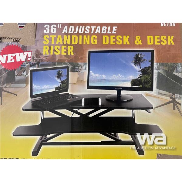 36 IN. ADJUSTABLE STANDING DESK & DESK RISER