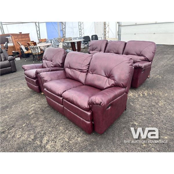 LEATHER RECLINING SOFA, LOVESEAT AND CHAIR