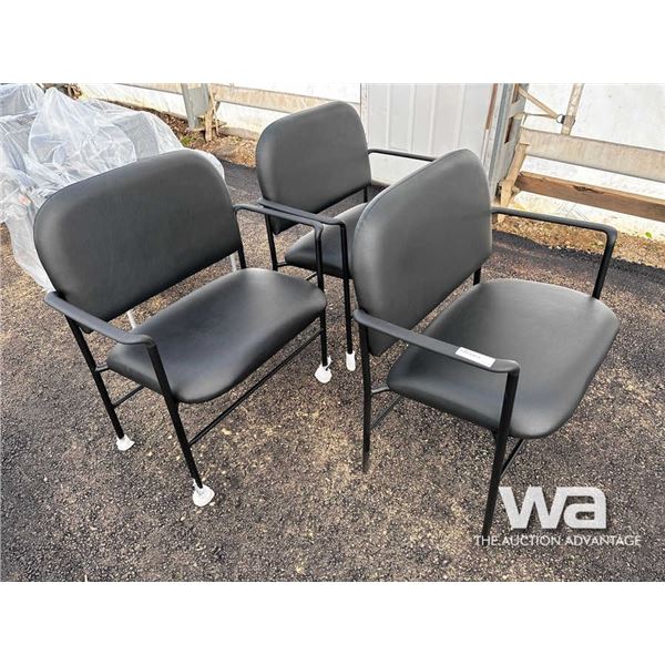(3) LEATHER CHAIRS WITH ARMS