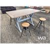 Image 2 : COUNTER HEIGHT TABLE AND (4) SWIVEL STOOLS