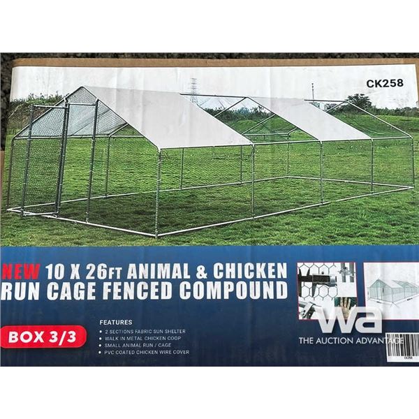 10 X 26 FT. ANIMAL & CHICKEN RUN CAGE